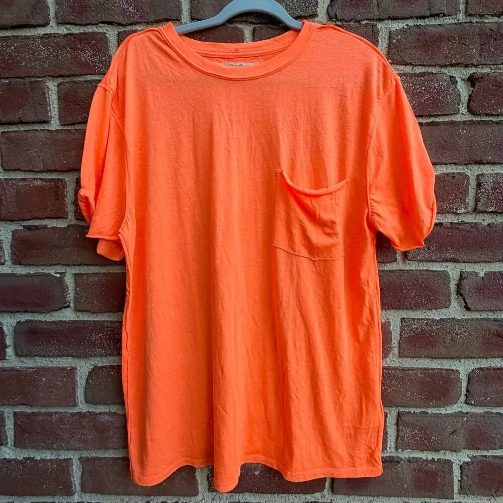 Free People X We The Free Vella Pocket Burnout Oversized Tee orange S NWOT